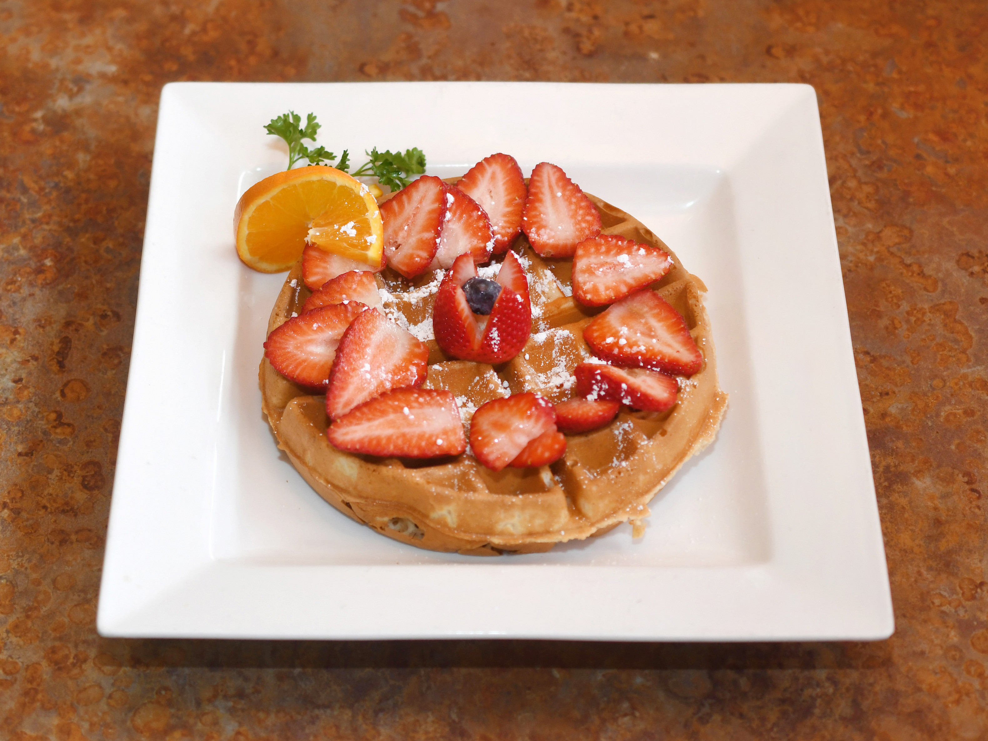 Order Strawberry Waffle food online from Old Town Grill store, Auburn on bringmethat.com