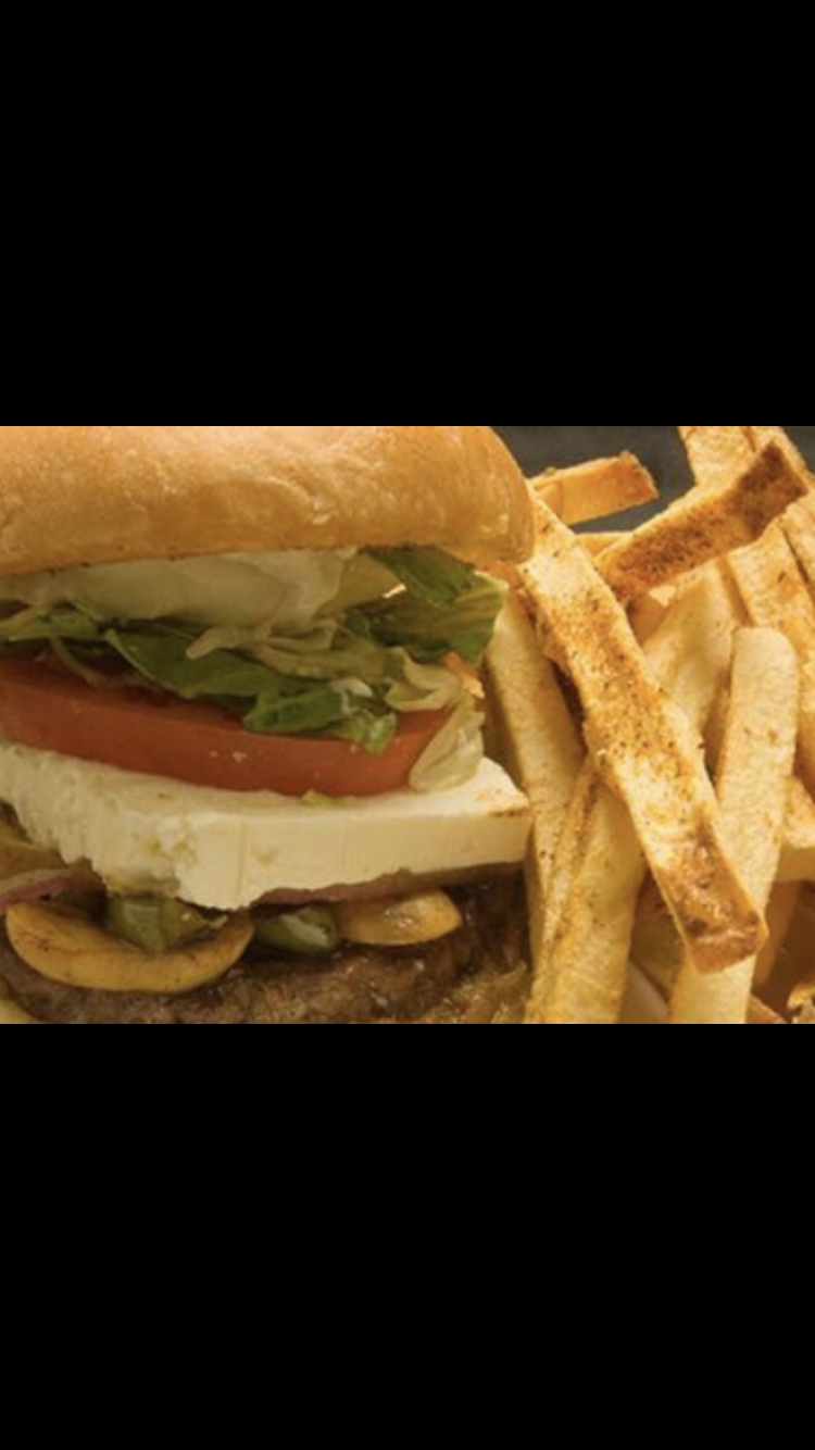 Order Athenian Burger with fries  food online from Taste Cafe & Grill store, Ozone Park on bringmethat.com
