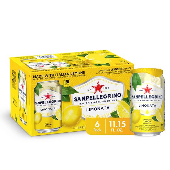 Order Sanpellegrino Sparkling Fruit Beverage Lemon 11.15 oz Cans (11.15 oz x 6 ct) food online from Rite Aid store, Medina on bringmethat.com