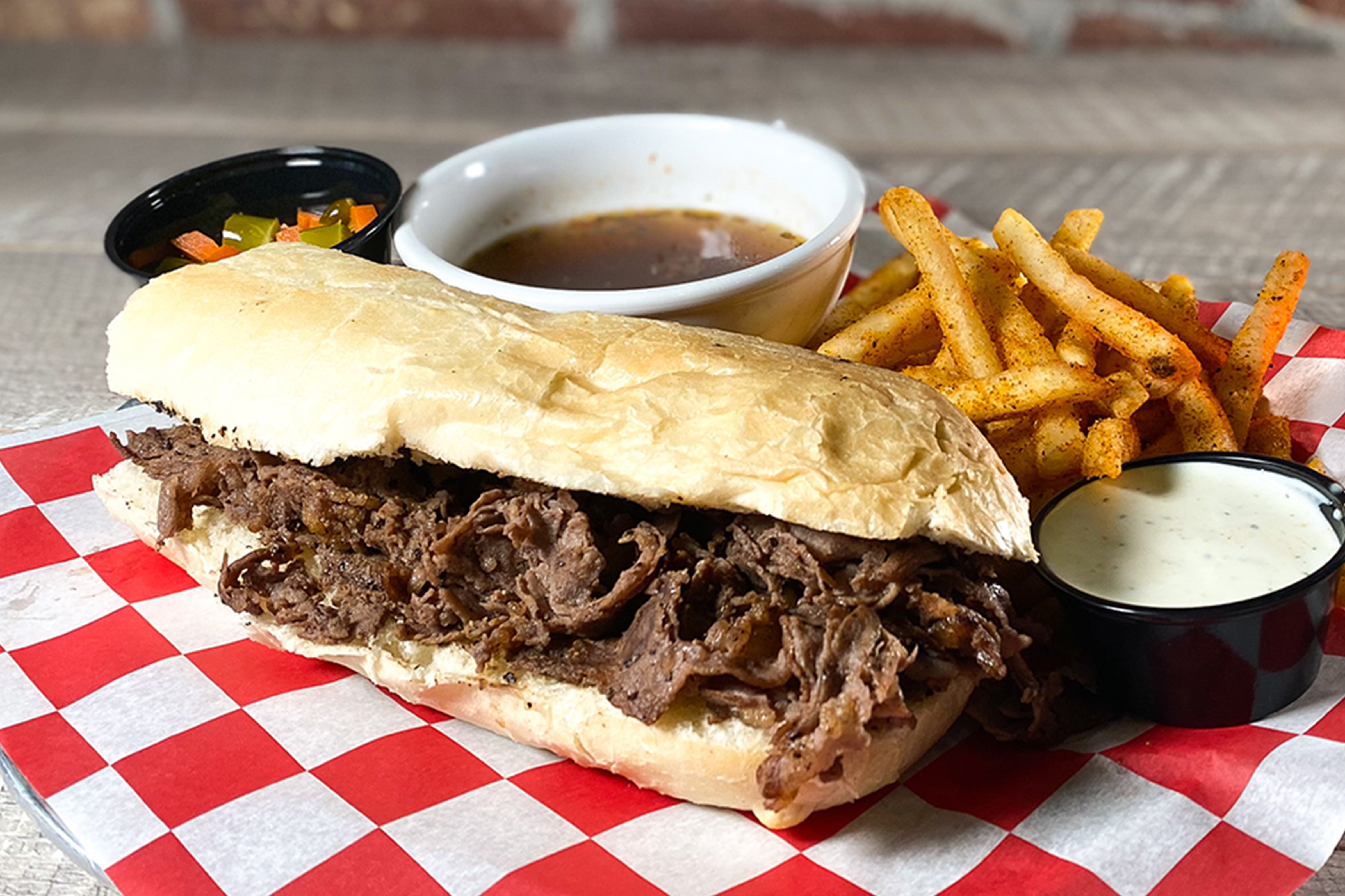 Order Hot Beef Dip Sandwich food online from Parry Pizzeria & Bar store, Englewood on bringmethat.com