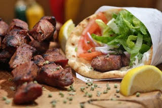 Order Pork Soulvaki Sandwich food online from BZ Grill store, Queens on bringmethat.com