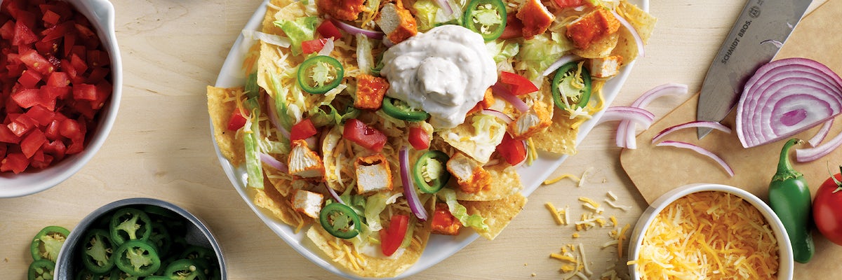 Order Buffalo Chicken Nachos food online from Wings And Rings store, Mason on bringmethat.com