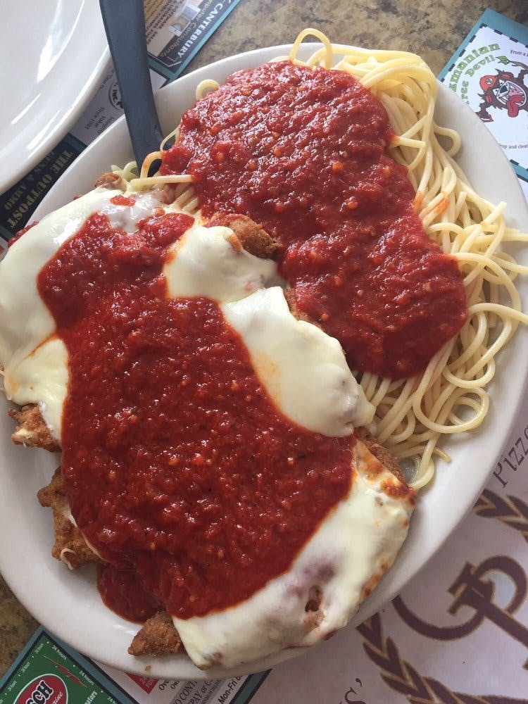 Order Chicken Parmesan - Entree food online from Gus Pub & Pizzarama store, Plainfield on bringmethat.com