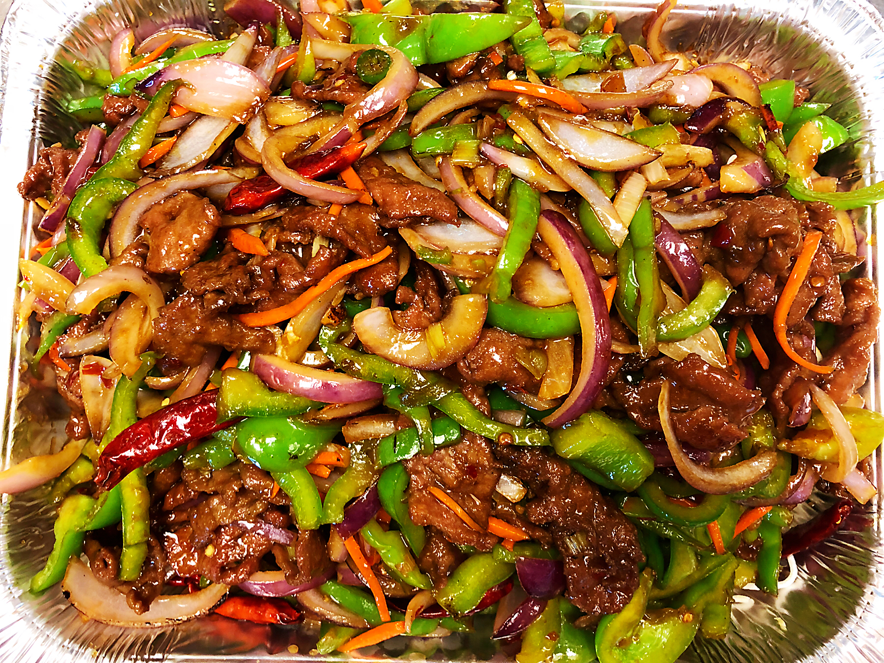 Order beef entree party tray  food online from China Passion store, Las Vegas on bringmethat.com