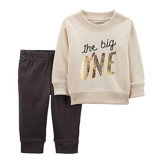Order carter's® Size 12M 2-Piece 1st Birthday Sweater and Jogger Set in Grey food online from Bed Bath & Beyond store, Coralville on bringmethat.com