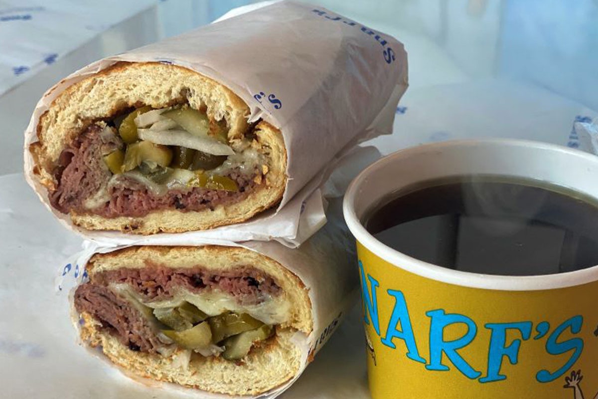 Order French Dip w/ Roast Beef, Swiss & Provolone Cheese food online from Snarf's store, Austin on bringmethat.com