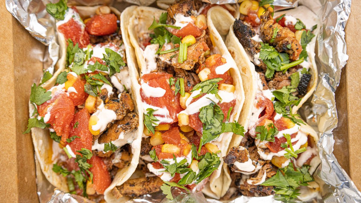 Order Tacos: Smoked Marinated Chicken food online from Chuckwagon Catering store, Waldorf on bringmethat.com