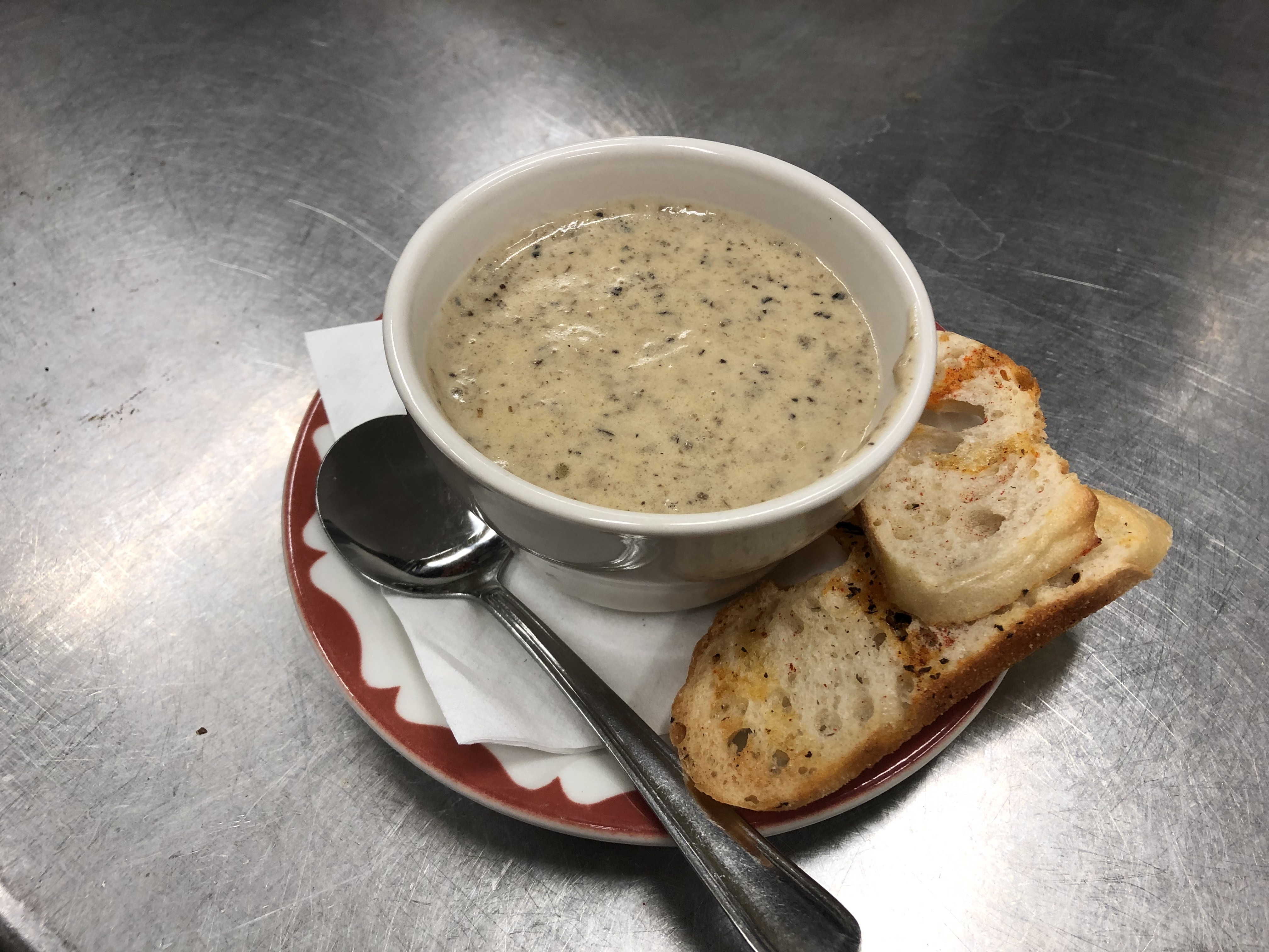 Order Mushroom Soup food online from The Paddock Pub store, Groveport on bringmethat.com