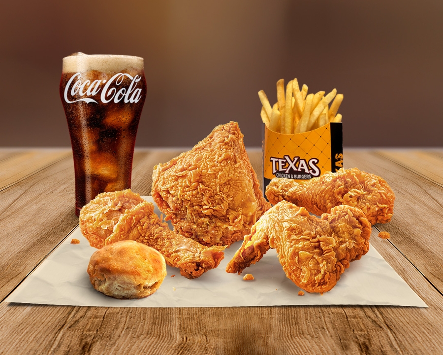 Order 4 Pc Chicken w/ a Side, Beverage & Biscuit food online from Texas Chicken and Burgers store, Bronx on bringmethat.com