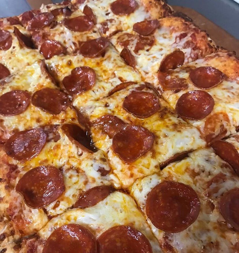 Order Square Pepperoni Pile Up Pizza - 9 Cut food online from Pizza Joes store, Beaver on bringmethat.com