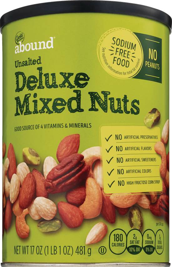 Order Gold Emblem Abound Unsalted Deluxe Mixed Nuts, 17 OZ food online from Cvs store, WEST COVINA on bringmethat.com