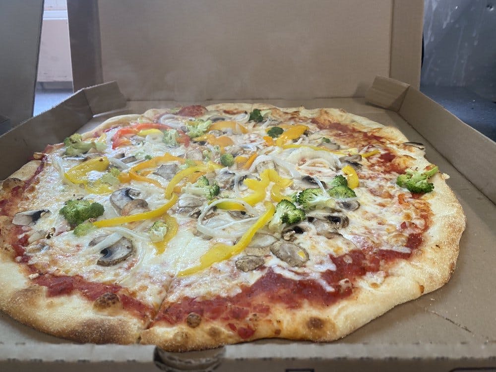 Order Veggie Lovers Pizza - Medium 14'' food online from Pizza By Rocco store, Natick on bringmethat.com
