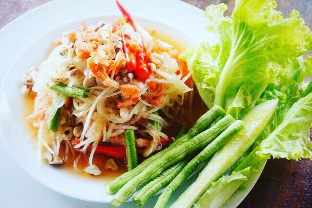 Order 20. Papaya Salad Thai style food online from Sawaddee Thai Restaurant store, Las Vegas on bringmethat.com