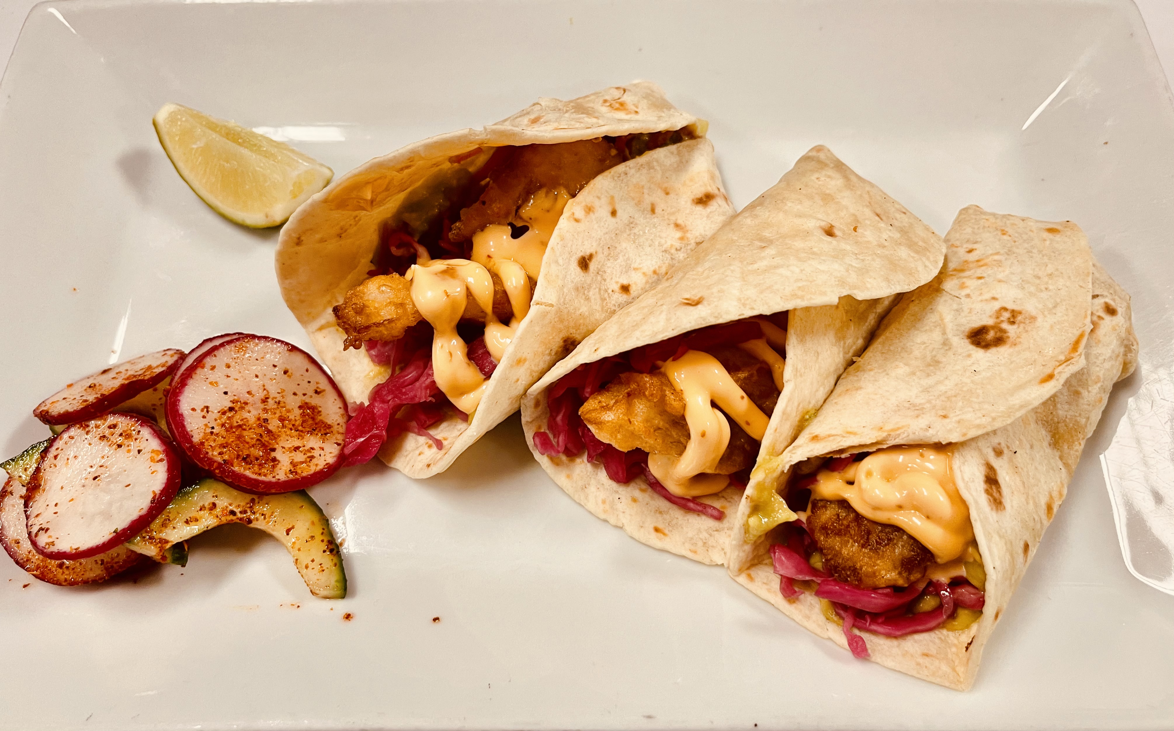 Order Tacos de Pescado food online from Don pancho villa restaurant store, Brooklyn on bringmethat.com