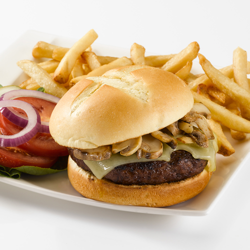 Order Mushroom Swiss Burger food online from Chatters Bar & Gril store, Holtsville on bringmethat.com