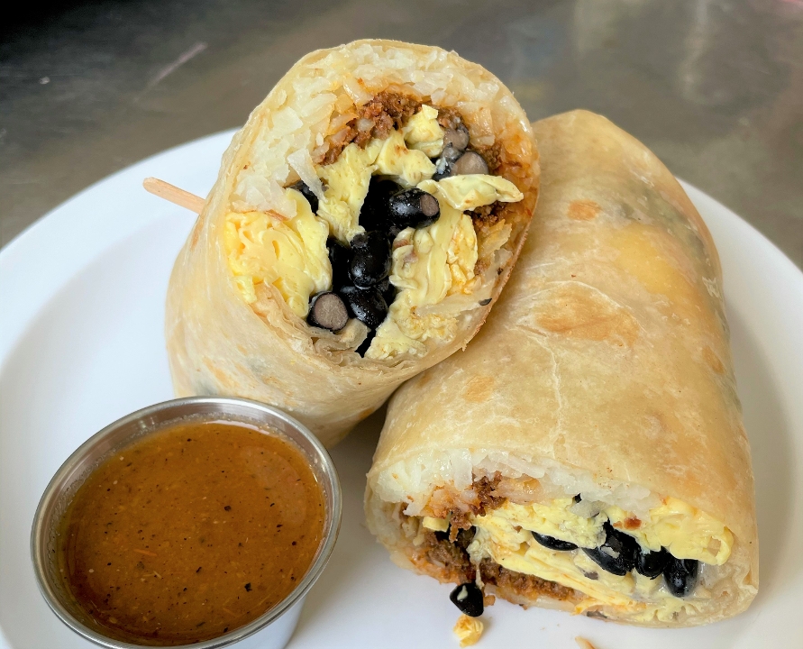 Order Chorizo Burrito food online from Monkey Business Cafe store, Fullerton on bringmethat.com