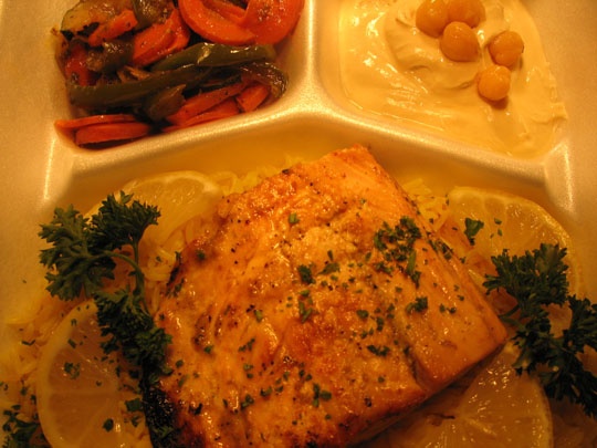 Order Salmon Entree food online from Jerusalem cafe store, Oak Park on bringmethat.com