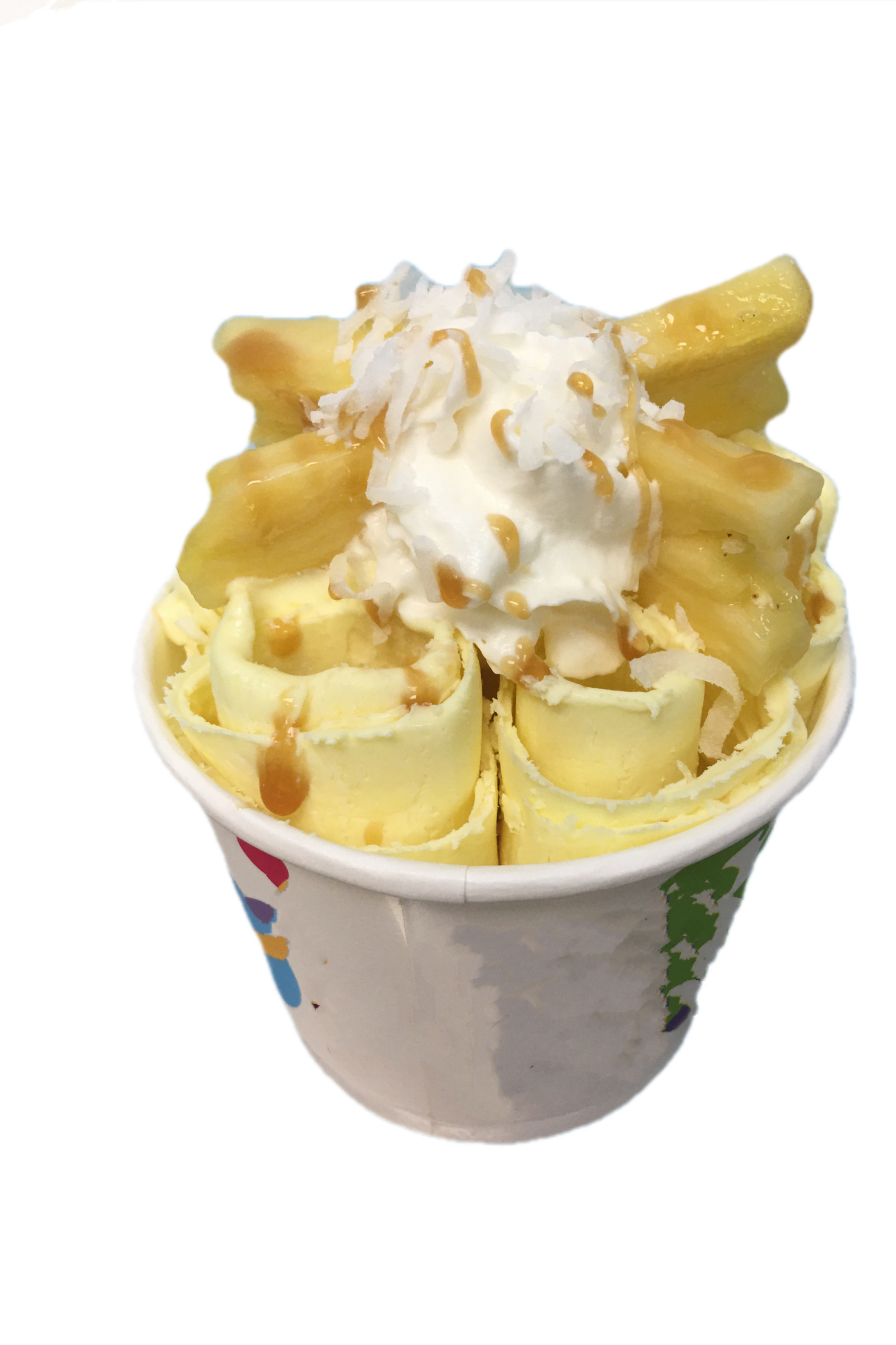 Order #1 Pineapple Coconut Roll Ice Cream food online from Yum Ice Cream & Bubble Tea store, New Rochelle on bringmethat.com
