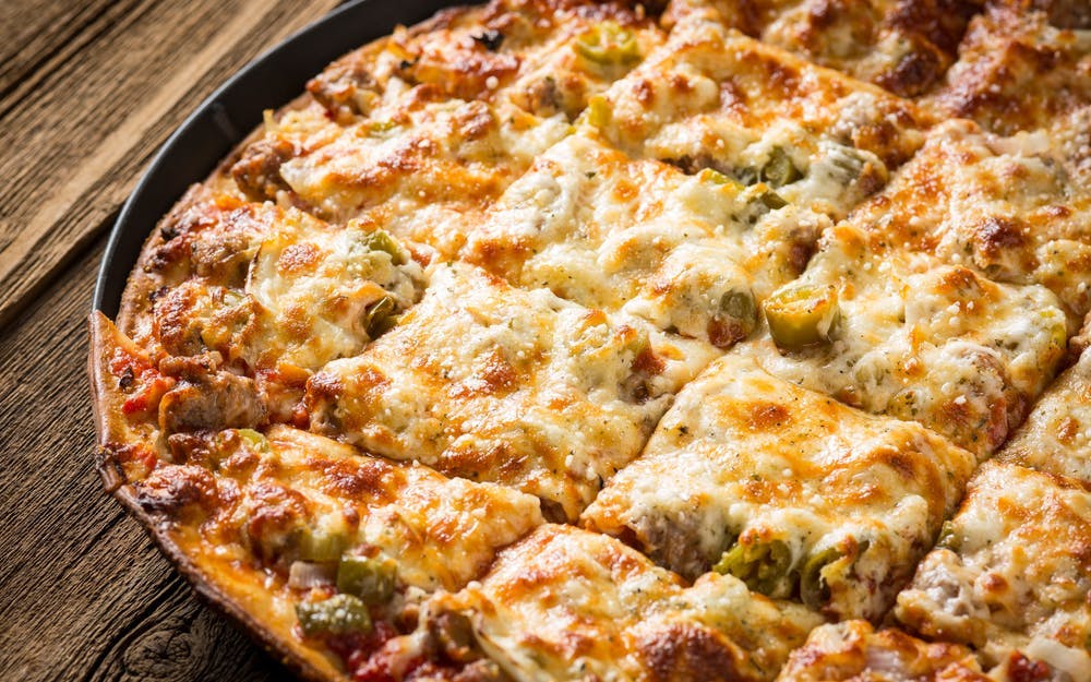Order The Windy City Pizza - 12" food online from Rosati's Pizza store, Naperville on bringmethat.com