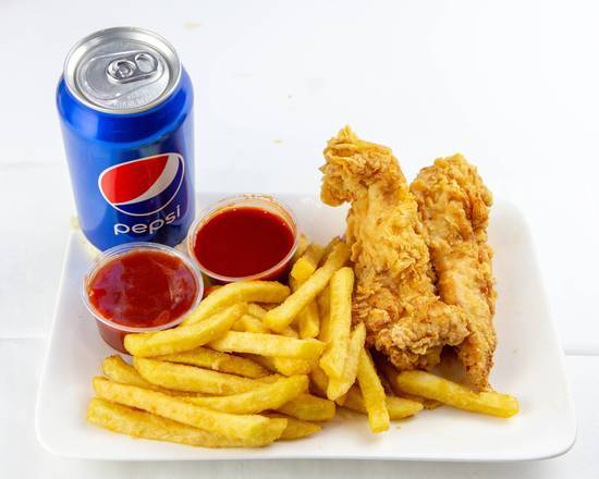 Order Chicken Tenders (2 pcs) with Fries food online from Jj Fish & Chicken store, Bellwood on bringmethat.com