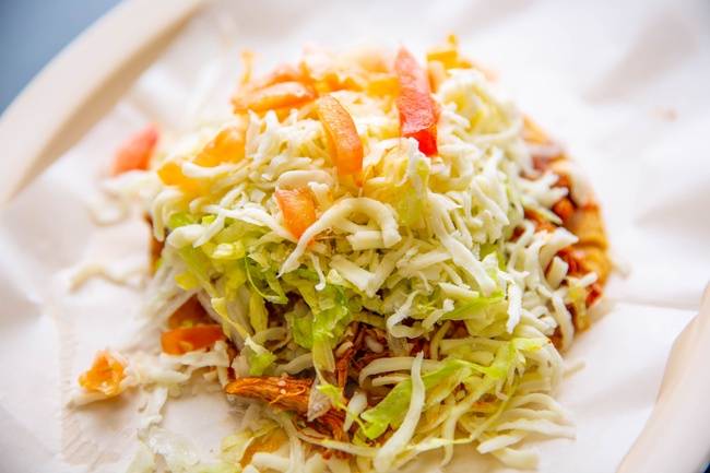 Order Chicken Tostada food online from El Famous Burrito store, Glendale Heights on bringmethat.com