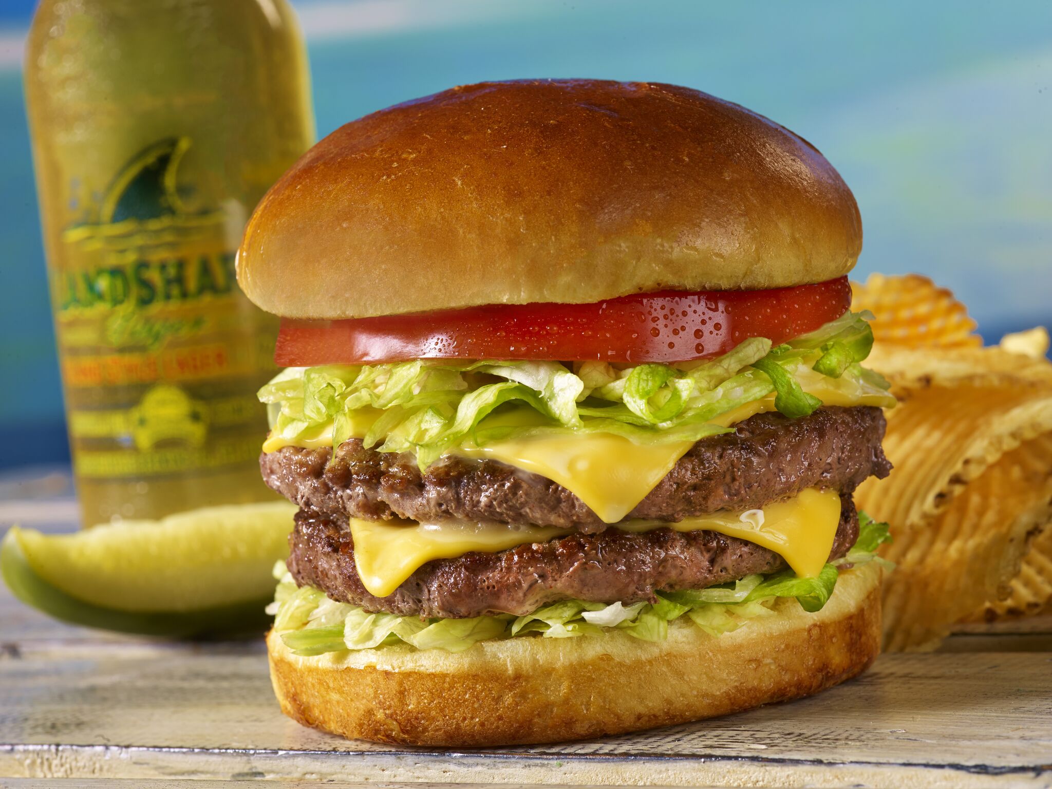 Order Double Cheeseburger in Paradise food online from Margaritaville Mall of America store, Minneapolis on bringmethat.com