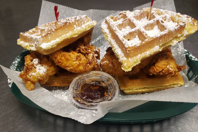 Order Chicken and Waffle Sliders food online from Half Moon Grill store, New Orleans on bringmethat.com