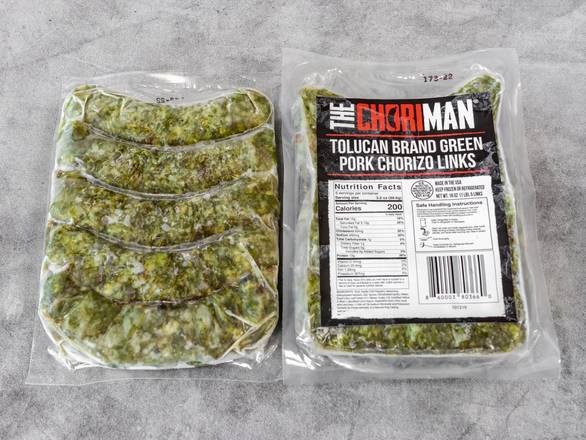 Order The Chori-Man Tolucan Brand Green Chorizo Links - 5 links per pound food online from The ChoriMan store, San Pedro on bringmethat.com