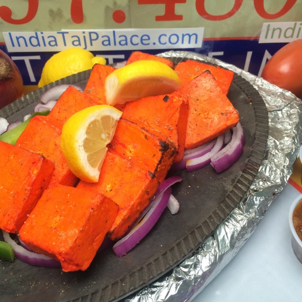 Order E8. Vegetarian Paneer Tikka Kabab food online from India Taj Palace store, San Antonio on bringmethat.com
