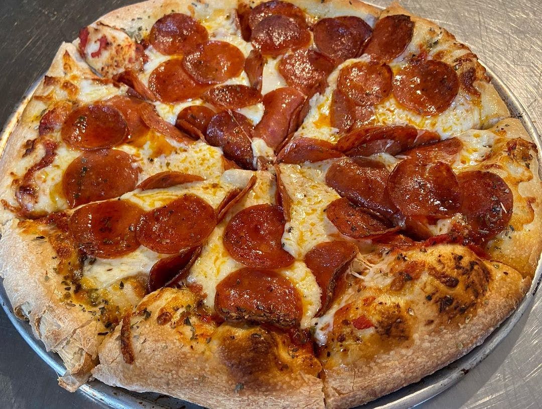 Order One Topping Pizza - 12'' food online from Cap Pizza & Tap House store, Stockton on bringmethat.com
