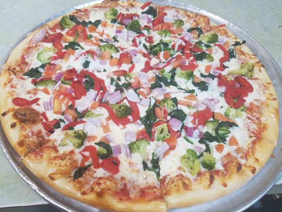 Order Gourmet Veggie Pizza - Large food online from Carmelo's Pizza, Pasta, Subs & More!! store, Linthicum Heights on bringmethat.com