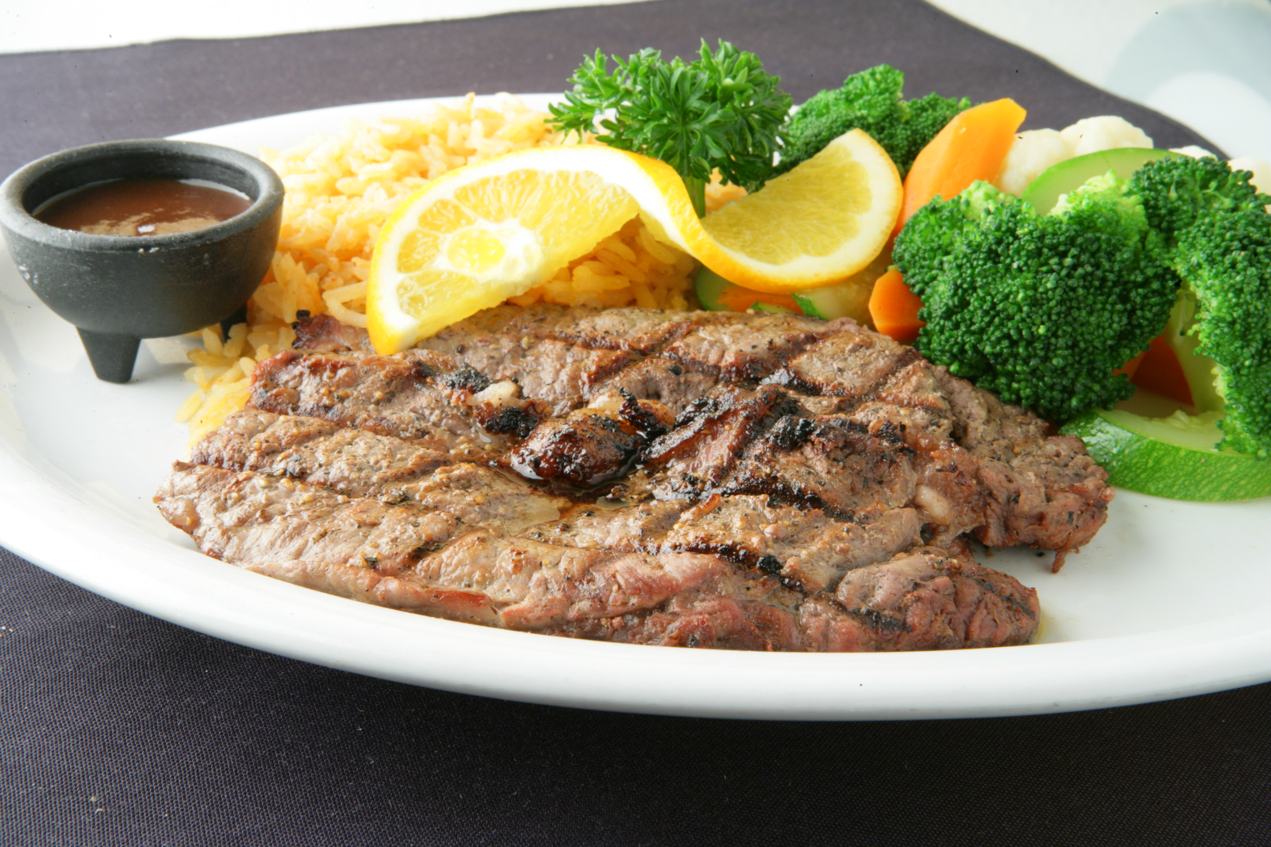 Order #80. Rib Eye Grilled Steak Plate food online from Chapala Mexican Restaurant store, Brentwood on bringmethat.com
