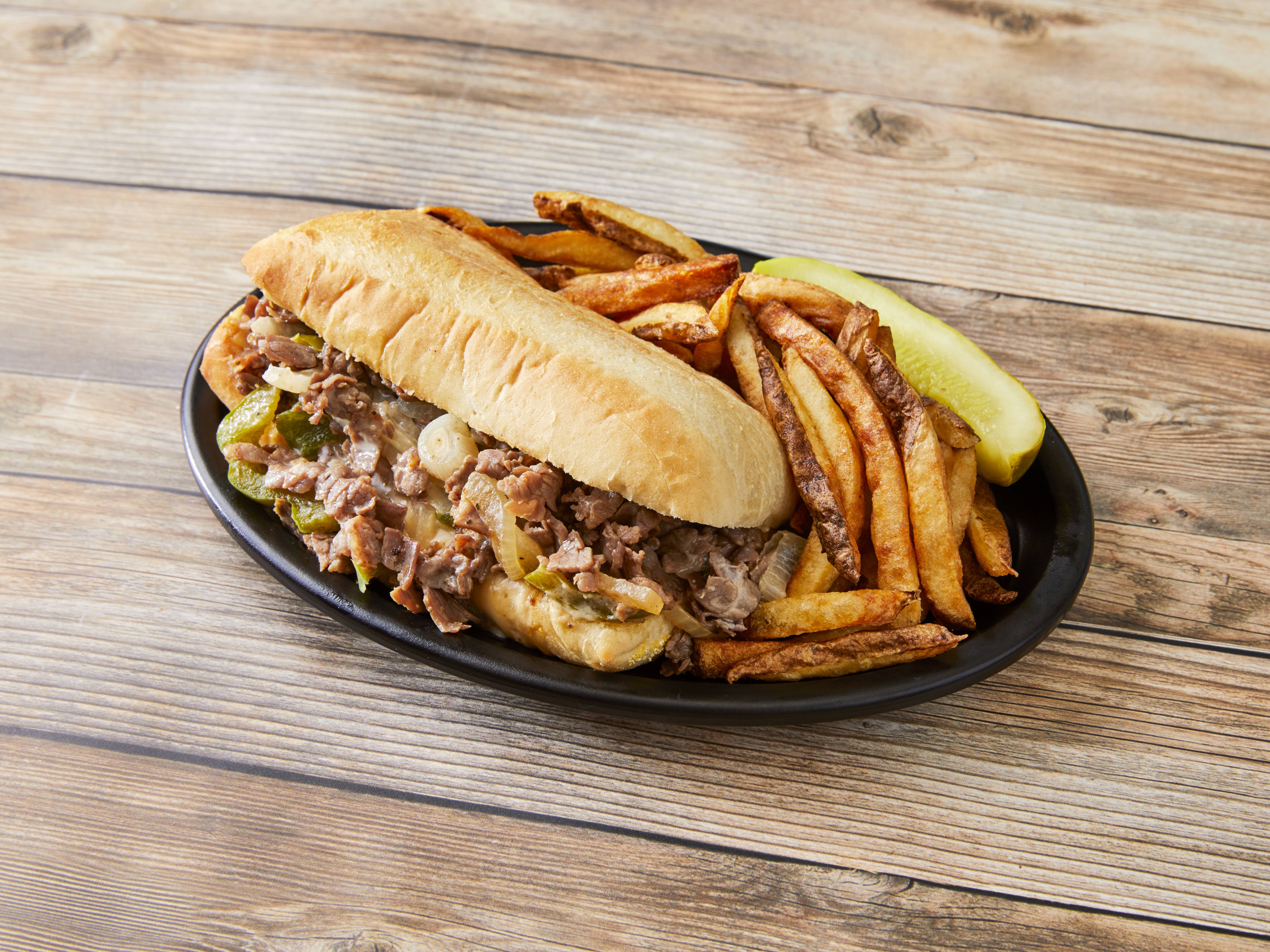 Order Philly Cheese Steak Sandwich Basket food online from Chicago Grill store, Peoria on bringmethat.com