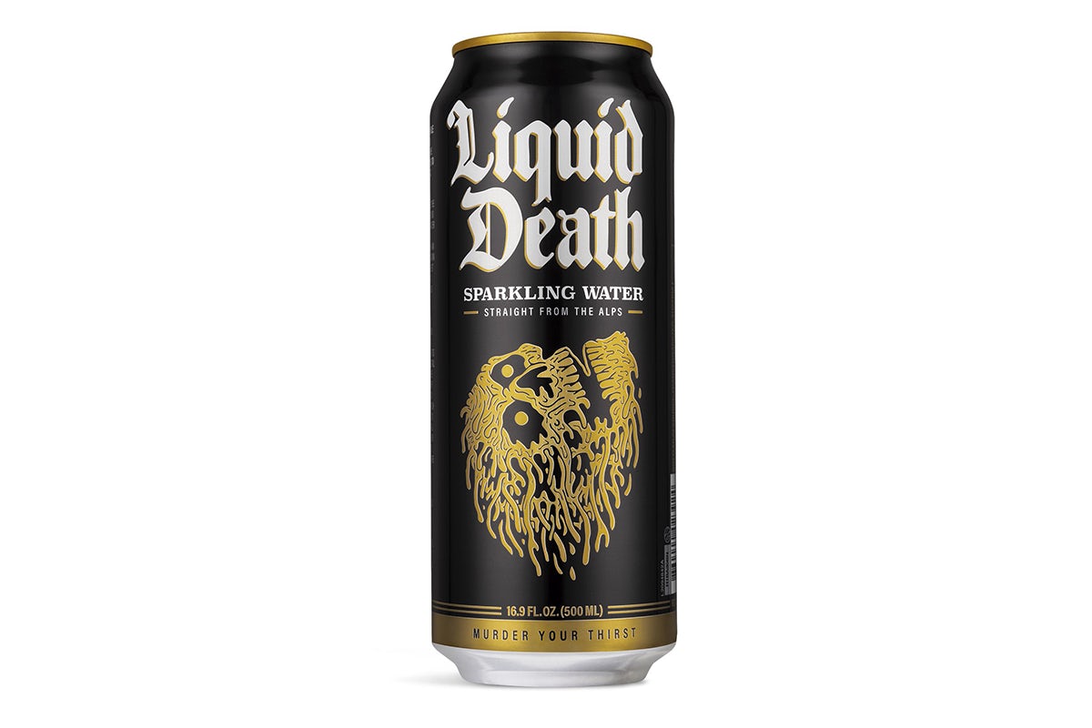 Order Liquid Death Sparkling Water food online from World Of Beer store, Richmond on bringmethat.com