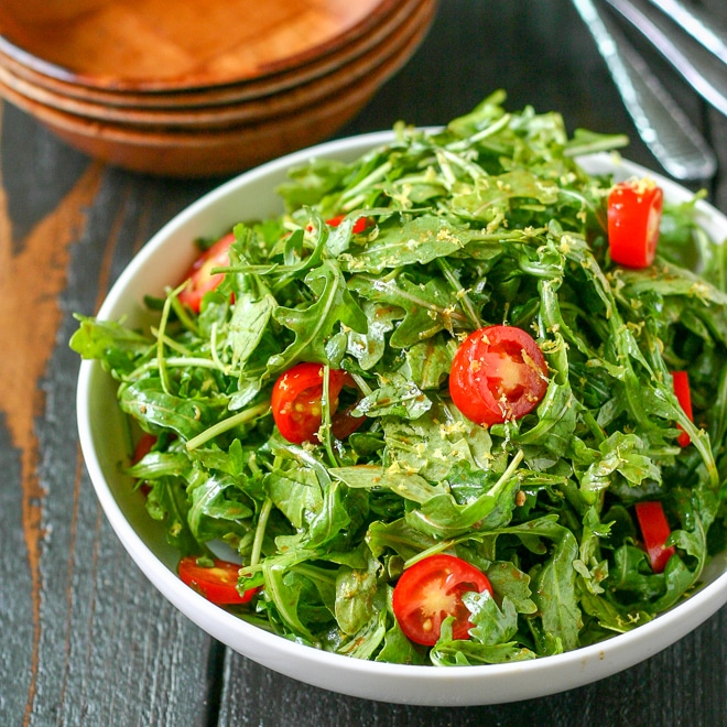 Order Arugula Salad food online from Coffee Con Cannella store, Branford on bringmethat.com