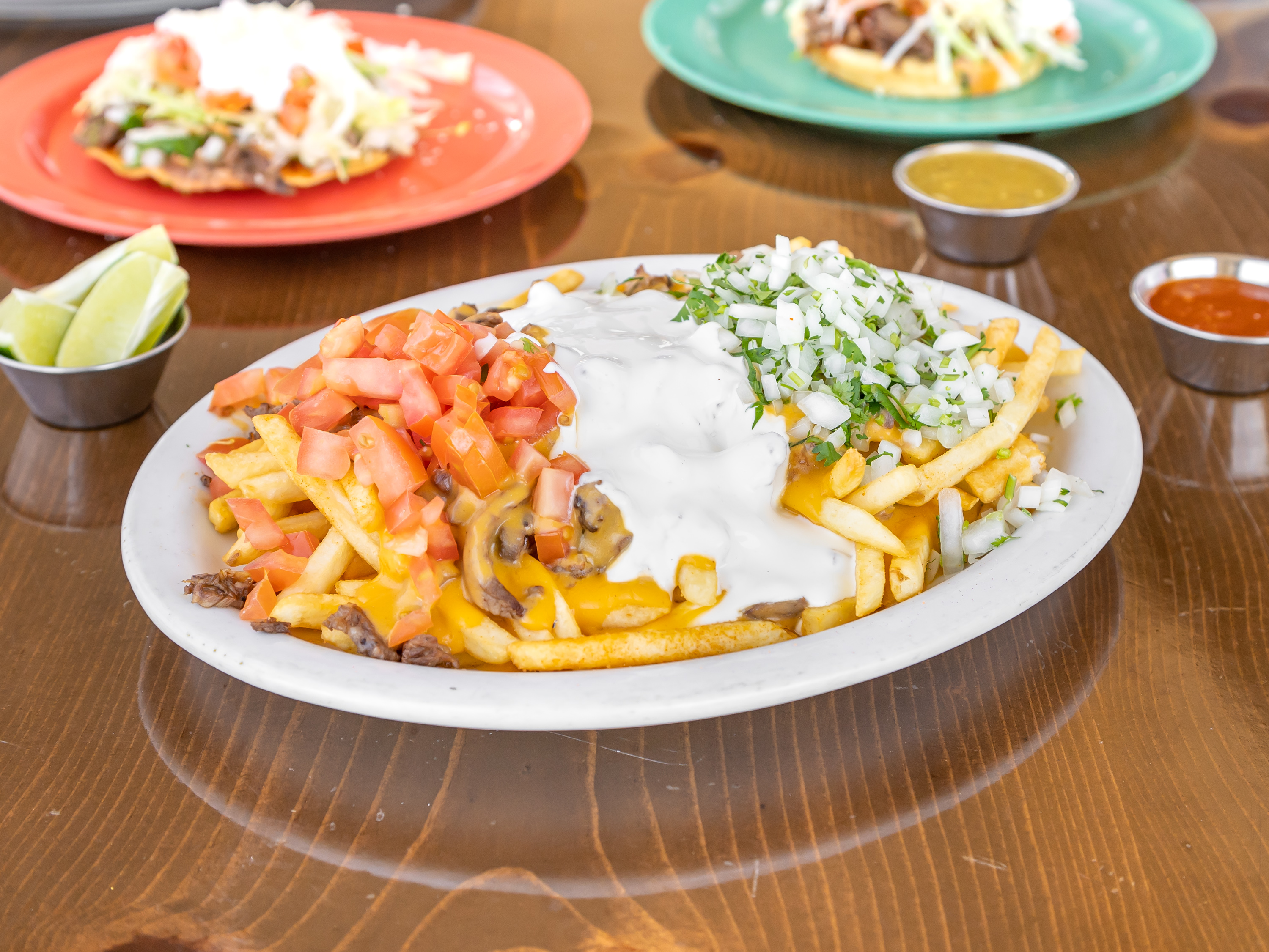 Order Nacho Fries with Meat food online from Mi Ranchito Mexican Bar And Grill store, Lancaster on bringmethat.com