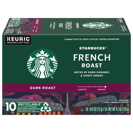 Order Starbucks French Roast Dark Ground Coffee K-Cup Pods, 10CT food online from CVS store, LAWTON on bringmethat.com