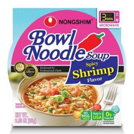 Order Nong Shim Bowl Noodle Soup - Spicy Shrimp food online from IV Deli Mart store, Goleta on bringmethat.com