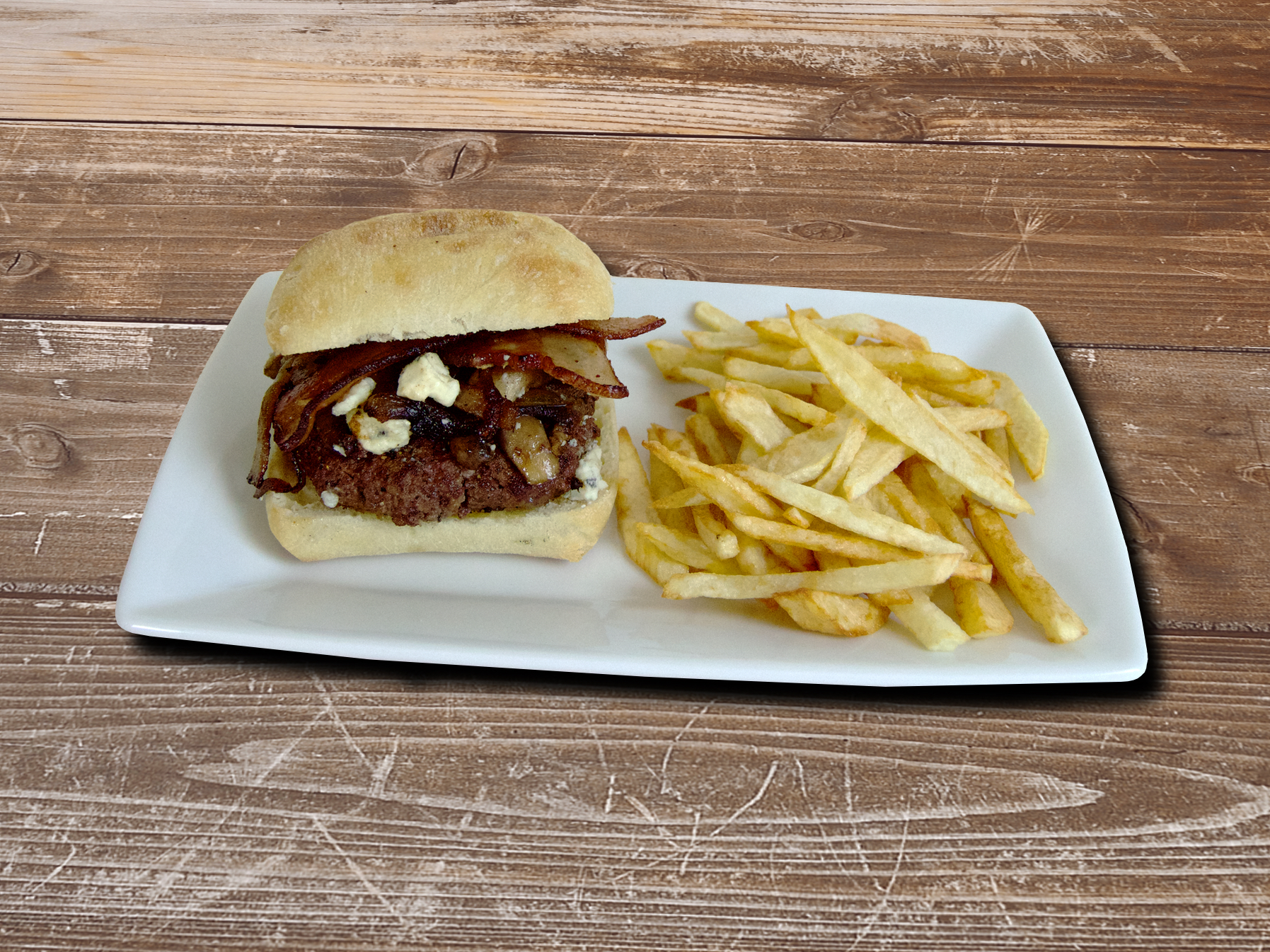 Order BBB - Blue Bacon Burger food online from Unique Bite Eatery store, Indio on bringmethat.com