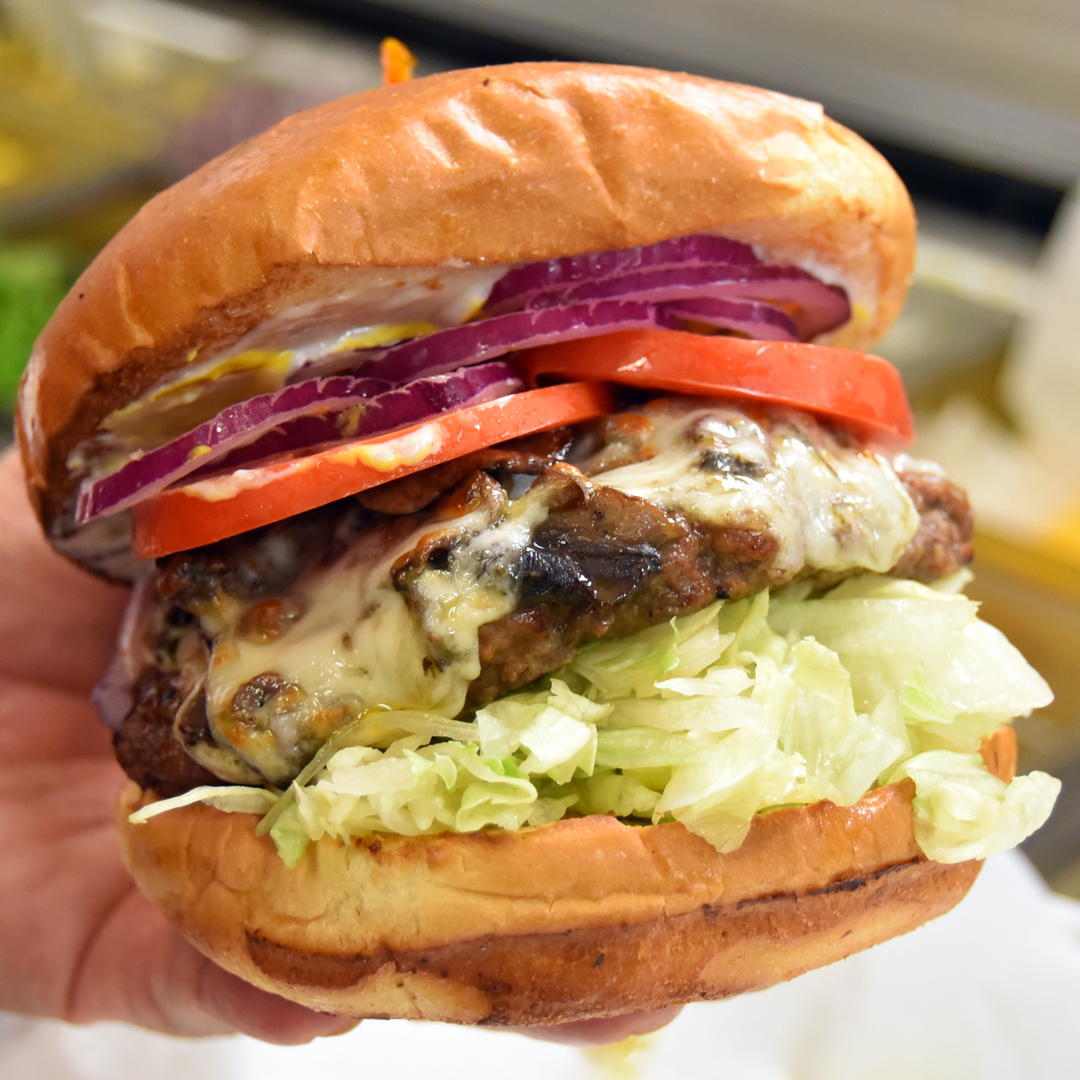 Order Mushroom Swiss Burger Combo food online from Hazelwoods On The Bay store, San Diego on bringmethat.com