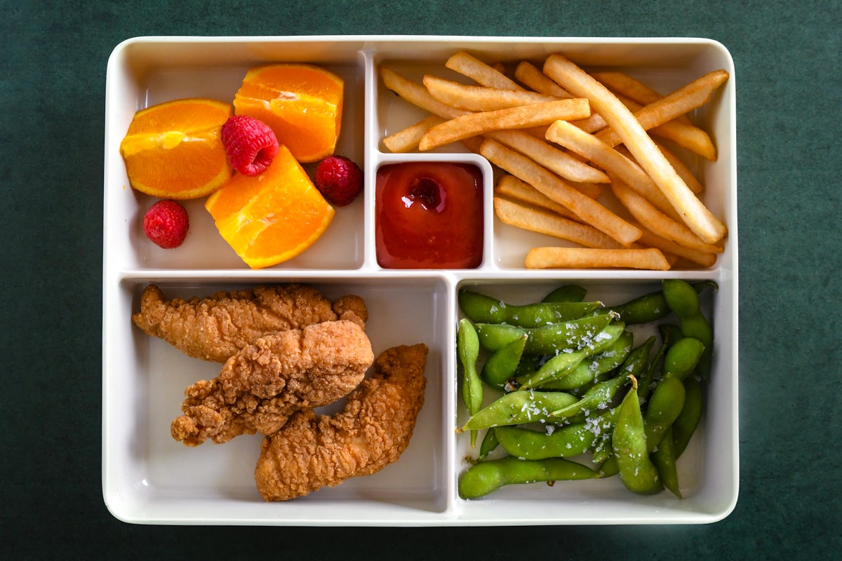 Order LITTLE BENTO BOX- CHICKEN TENDERS  food online from Blue Sushi Sake Grill store, Fort Worth on bringmethat.com