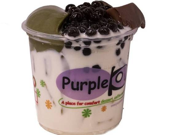 Order Purple Know Iced Milk with Matcha Pudding, Tcho Choco, Pudding, & Boba food online from Purple Kow store, Concord on bringmethat.com