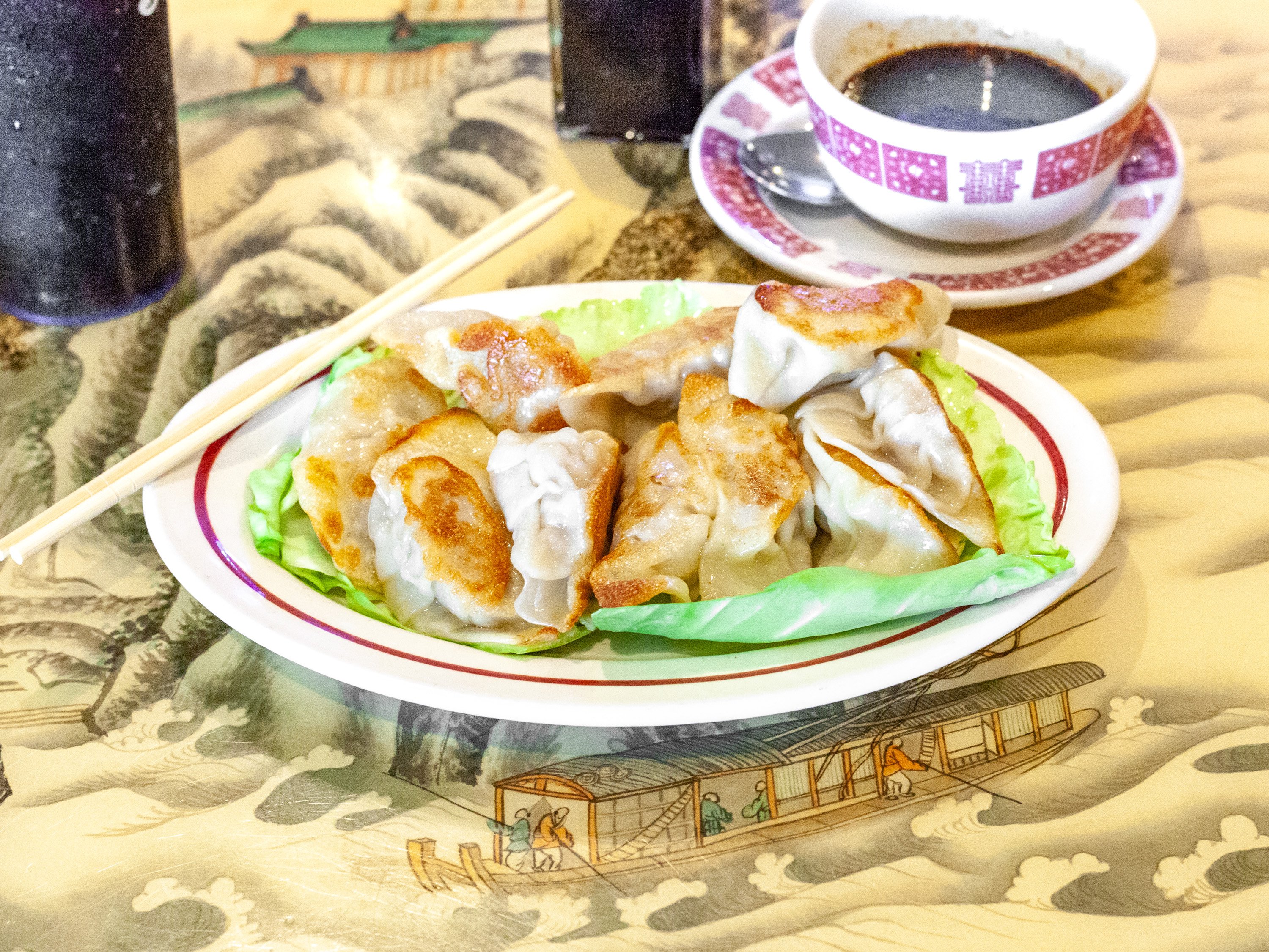 Order G. Fried or Boiled Dumplings (10 pieces) food online from Chinese Pavilion store, Sherwood on bringmethat.com