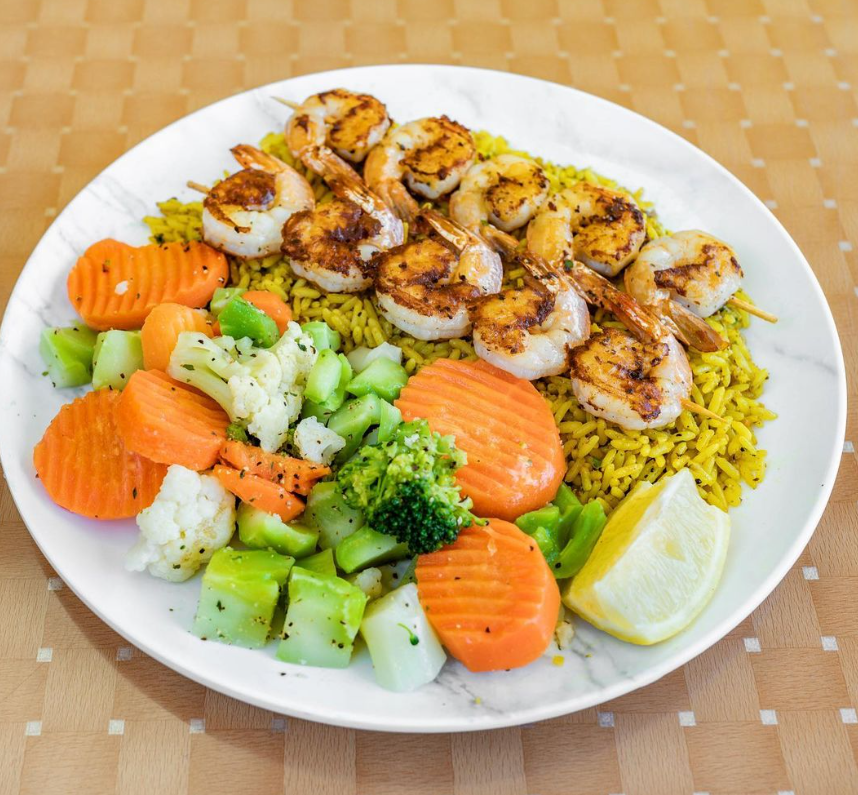 Order Grilled Shrimp Rice Bowl  food online from Lokman Best Wings store, Richmond on bringmethat.com