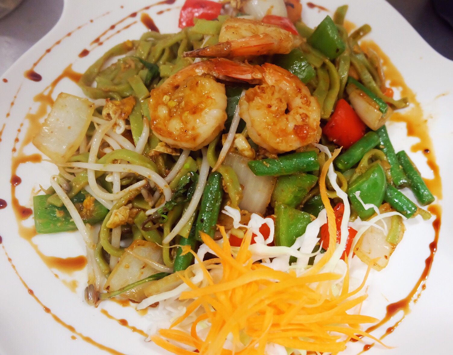 Order N6. Spicy Green Noodle food online from Papa Thai Chef store, Williamstown on bringmethat.com