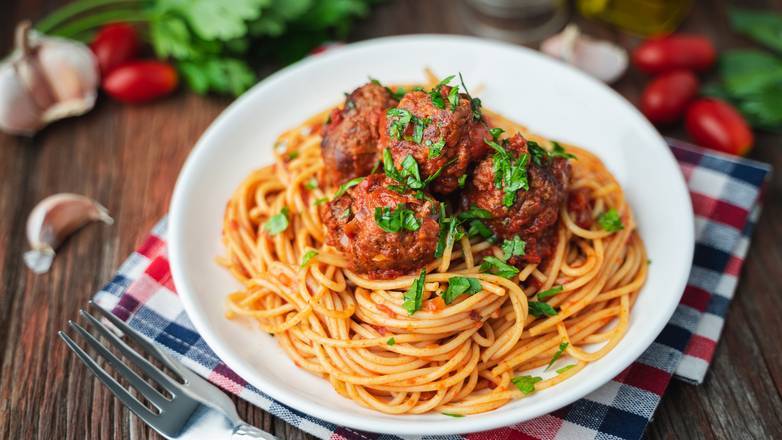 Order Linguine with Homemade Meatballs food online from Chicken Wings Snob store, Detroit on bringmethat.com