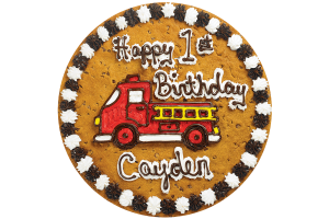 Order Fire Truck Happy Birthday Cookie Cake food online from American Deli on Broad St. store, Athens on bringmethat.com