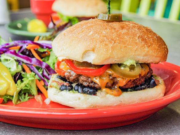 Order Spicy Guacamole Burger food online from Snow City Cafe store, Anchorage on bringmethat.com