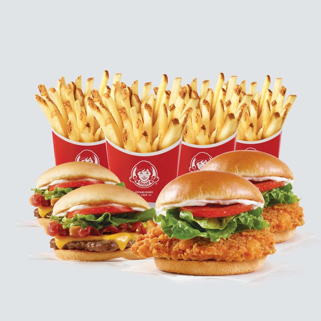 Order 2 Spicy Chickens, 2 JBCs & 4 SM Fries food online from Wendy store, Columbus on bringmethat.com