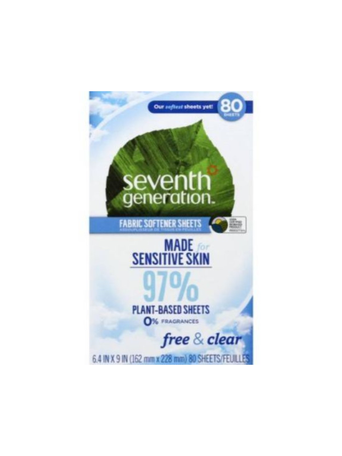 Order Seventh Generation Free & Clear Dryer Sheets (80 count) food online from Light Speed Market store, Los Angeles on bringmethat.com